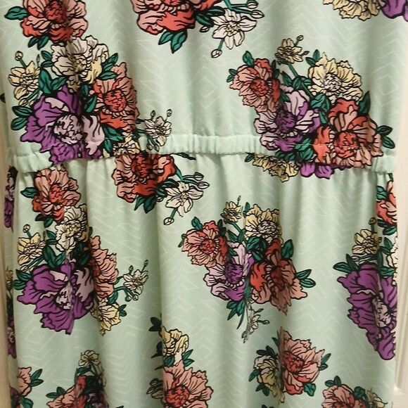 LULAROE Floral Sleeveless Dress Elastic Waist Size M. Mint Green - Picture 4 of 7